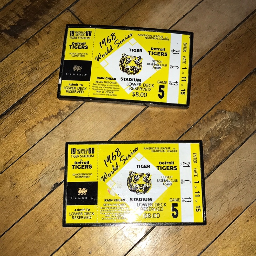 Detroit Tigers 1968 World Series Ticket Replica Paper Weight - Yellow & Black